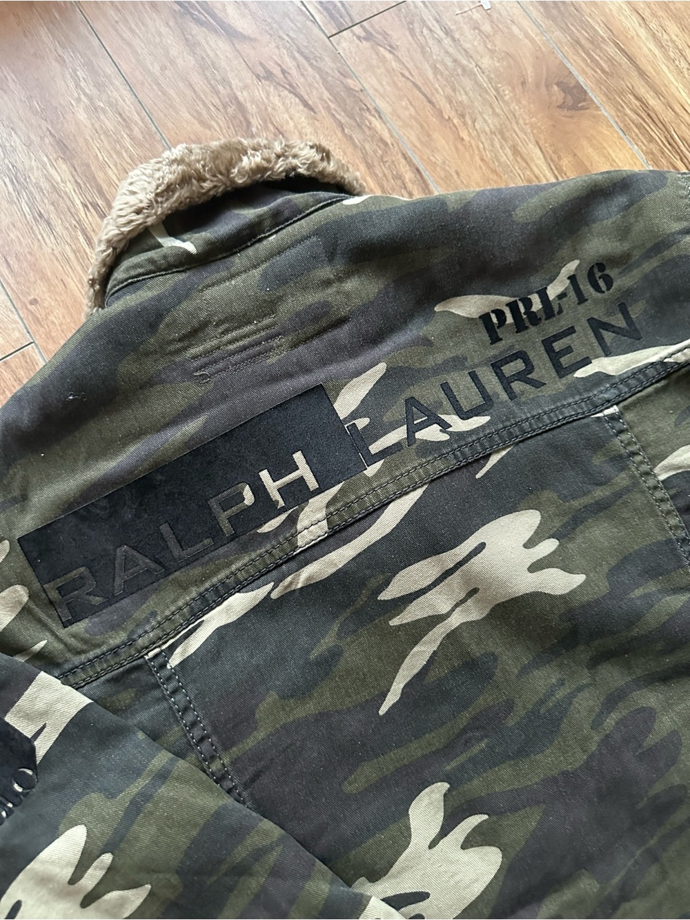 Polo by Ralph Lauren Green Camo Sherpa-Collar Military Jacket